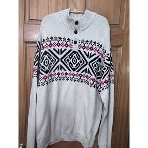 CHAPS Big & Tall COTTON Long Sleeve Men's Sweater Button XXLT Christmas Snow